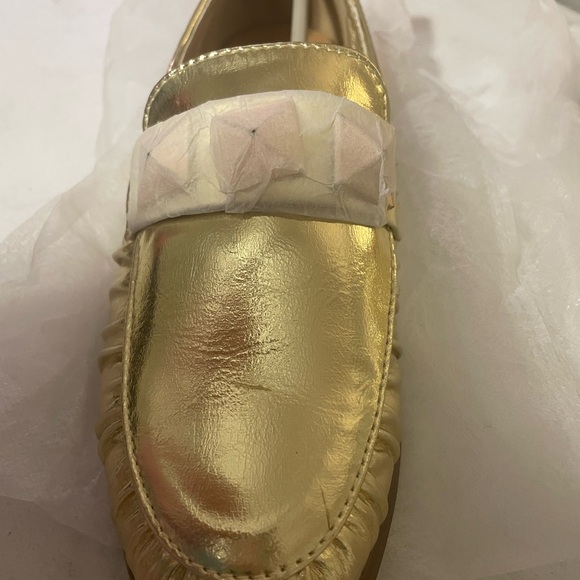 Catherine Malandrino Metallic Gold Leather Loafers | New | Size 7.5 - Picture 3 of 6